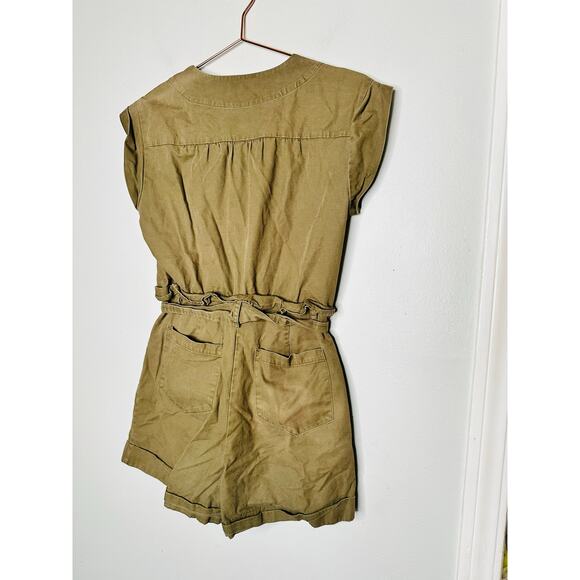 MARISSA WEBB Olive Canvas V-Neck One Piece Front Zip Romper Size 4 - Picture 9 of 12